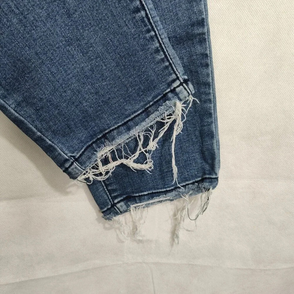 Kancan Ripped Moto Skinny Jeans Denim Women Size W13 30 Raw Hem KC8201D FLAW - Picture 4 of 12